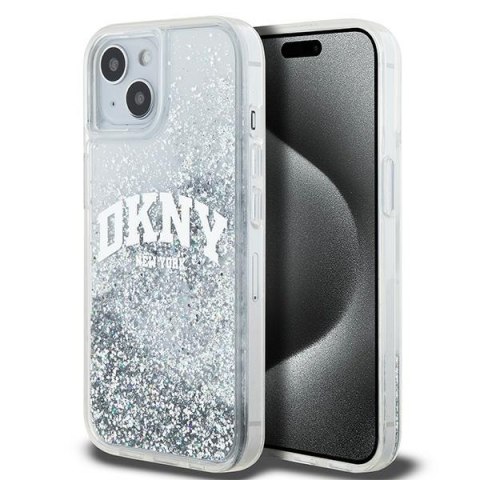 DKNY DKHCP15SLBNAET iPhone 15 / 14 / 13 6.1" biały/white hardcase Liquid Glitter Big Logo