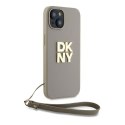 DKNY DKHCP15SPBSWSE iPhone 15 / 14 / 13 6.1" beżowy/beige hardcase Wrist Strap Stock Logo