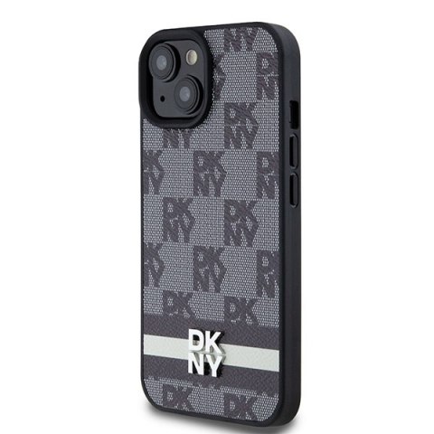DKNY DKHCP15SPCPTSSK iPhone 15 / 14 / 136.1" czarny/black hardcase Leather Checkered Mono Pattern & Printed Stripes