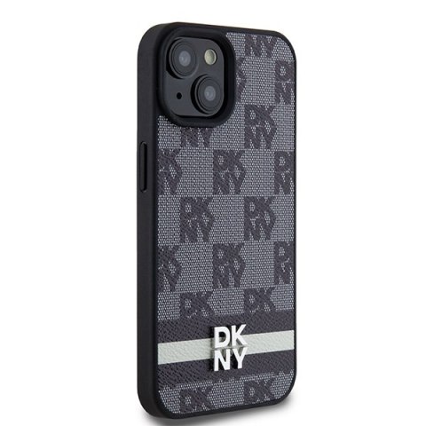 DKNY DKHCP15SPCPTSSK iPhone 15 / 14 / 136.1" czarny/black hardcase Leather Checkered Mono Pattern & Printed Stripes