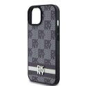 DKNY DKHCP15SPCPTSSK iPhone 15 / 14 / 13 6.1" czarny/black hardcase Leather Checkered Mono Pattern & Printed Stripes