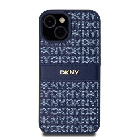 DKNY DKHCP15SPRTHSLB iPhone 15 / 14 / 136.1" niebieski/blue hardcase Leather Mono Stripe & Metal Logo