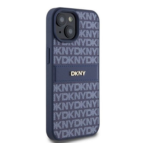 DKNY DKHCP15SPRTHSLB iPhone 15 / 14 / 136.1" niebieski/blue hardcase Leather Mono Stripe & Metal Logo