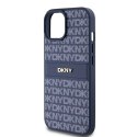 DKNY DKHCP15SPRTHSLB iPhone 15 / 14 / 13 6.1" niebieski/blue hardcase Leather Mono Stripe & Metal Logo