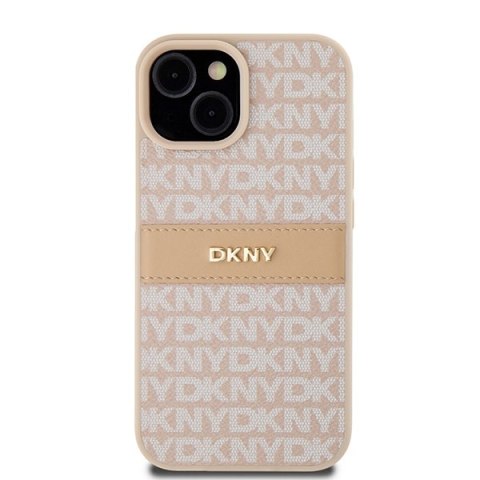 DKNY DKHCP15SPRTHSLP iPhone 15 / 14 / 136.1" różowy/pink hardcase Leather Mono Stripe & Metal Logo