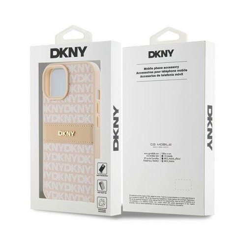 DKNY DKHCP15SPRTHSLP iPhone 15 / 14 / 136.1" różowy/pink hardcase Leather Mono Stripe & Metal Logo