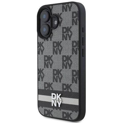 DKNY DKHCP16SPCPTSSK iPhone 16 6.1"6.1" czarny/black hardcase Checkered Pattern & Printed Stripes