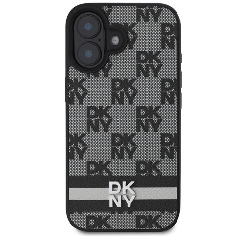 DKNY DKHCP16SPCPTSSK iPhone 16 6.1"6.1" czarny/black hardcase Checkered Pattern & Printed Stripes