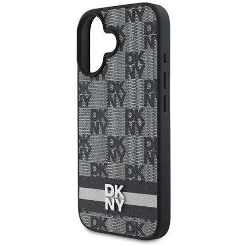 DKNY DKHCP16SPCPTSSK iPhone 16 6.1"6.1" czarny/black hardcase Checkered Pattern & Printed Stripes