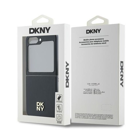 DKNY DKHCZF6PSMCSLK Z Flip6 F741 / Z Flip7 FE czarny/black lether matal stack logo