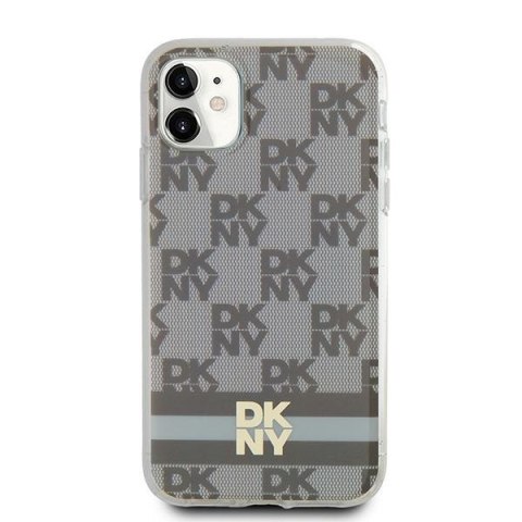 DKNY DKHMN61HCPTSE iPhone 11 / Xr6.1" beżowy/beige hardcase IML Checkered Mono Pattern & Printed Stripes MagSafe