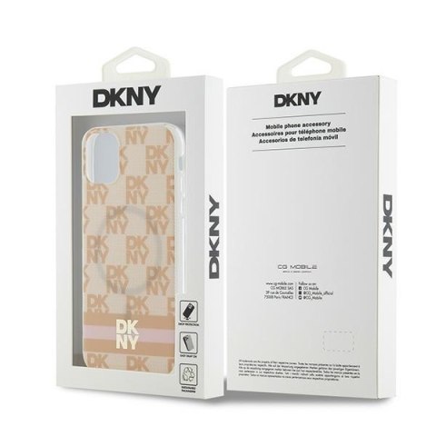 DKNY DKHMN61HCPTSP iPhone 11 / Xr6.1" różowy/pink hardcase IML Checkered Mono Pattern & Printed Stripes MagSafe