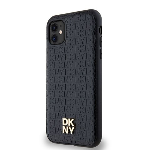 DKNY DKHMN61PSHRPSK iPhone 11 / Xr 6.1"czarny/black hardcase Leather Monogram Pattern Metal Logo MagSafe