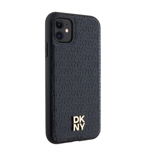 DKNY DKHMN61PSHRPSK iPhone 11 / Xr 6.1"czarny/black hardcase Leather Monogram Pattern Metal Logo MagSafe