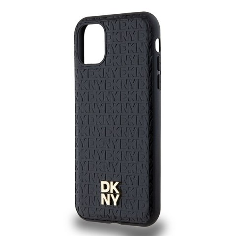 DKNY DKHMN61PSHRPSK iPhone 11 / Xr 6.1"czarny/black hardcase Leather Monogram Pattern Metal Logo MagSafe