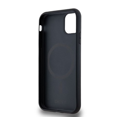 DKNY DKHMN61PSHRPSK iPhone 11 / Xr 6.1"czarny/black hardcase Leather Monogram Pattern Metal Logo MagSafe