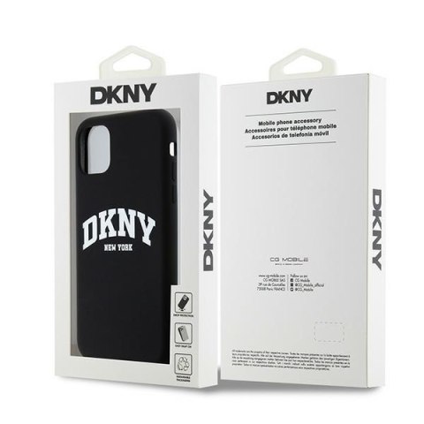 DKNY DKHMN61SNYACH iPhone 11 / Xr 6.1"czarny/black hardcase Liquid Silicone White Printed Logo MagSafe