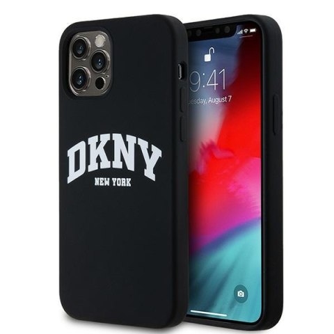 DKNY DKHMP12MSNYACH iPhone 12/12 Pro6.1" czarny/black hardcase Liquid Silicone White Printed Logo MagSafe