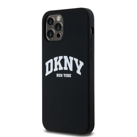 DKNY DKHMP12MSNYACH iPhone 12/12 Pro6.1" czarny/black hardcase Liquid Silicone White Printed Logo MagSafe