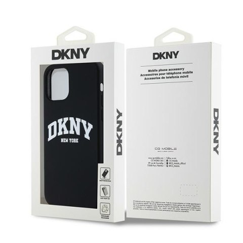 DKNY DKHMP12MSNYACH iPhone 12/12 Pro6.1" czarny/black hardcase Liquid Silicone White Printed Logo MagSafe