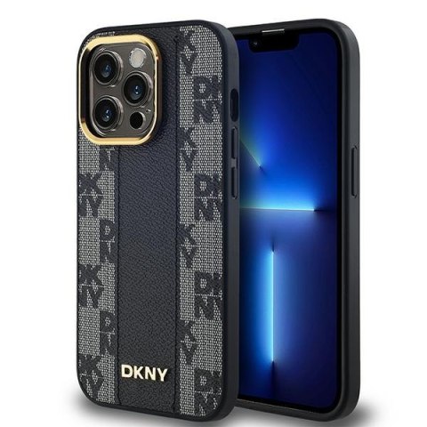 DKNY DKHMP13XPCPVSLK iPhone 13 Pro Max6.7" czarny/black hardcase Leather Checkered Mono Pattern MagSafe