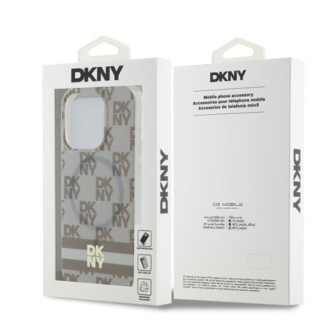 DKNY DKHMP13LHCPTSE iPhone 13 Pro / 136.1" beżowy/beige hardcase IML Checkered Mono Pattern & Printed Stripes MagSafe