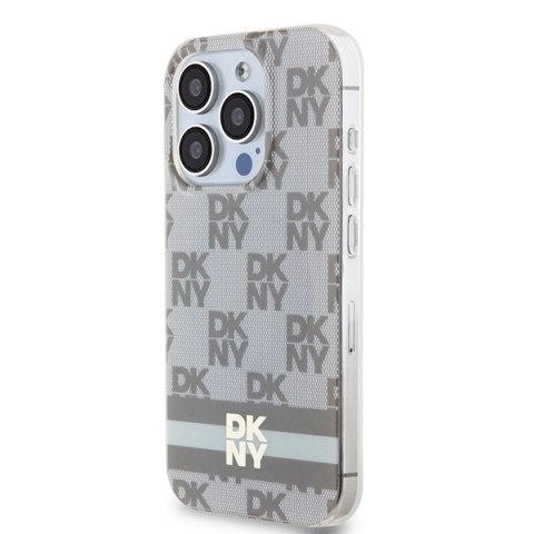 DKNY DKHMP14LHCPTSE iPhone 14 Pro6.1" beżowy/beige hardcase IML Checkered Mono Pattern & Printed Stripes MagSafe