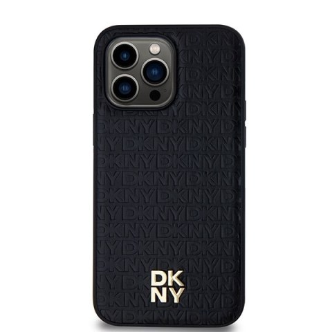 DKNY DKHMP14LPSHRPSK iPhone 14 Pro6.1" czarny/black hardcase Leather Pattern Metal Logo MagSafe