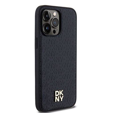 DKNY DKHMP14LPSHRPSK iPhone 14 Pro6.1" czarny/black hardcase Leather Pattern Metal Logo MagSafe