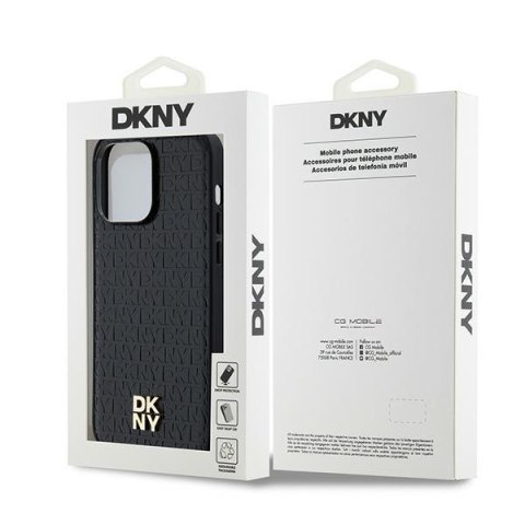 DKNY DKHMP14LPSHRPSK iPhone 14 Pro6.1" czarny/black hardcase Leather Pattern Metal Logo MagSafe