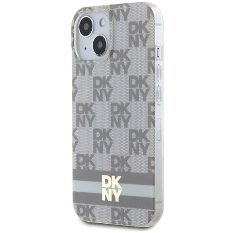 DKNY DKHMP14SHCPTSE iPhone 14 / 15 / 136.1" beżowy/beige hardcase IML Checkered Mono Pattern & Printed Stripes MagSafe