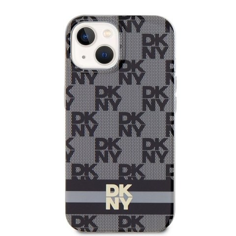 DKNY DKHMP14SHCPTSK iPhone 14 / 15 / 136.1" czarny/black hardcase IML Checkered Mono Pattern & Printed Stripes MagSafe