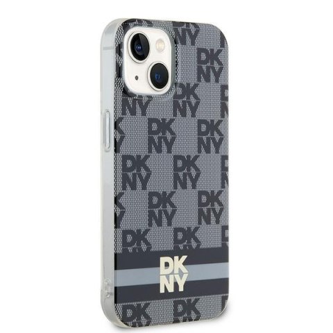 DKNY DKHMP14SHCPTSK iPhone 14 / 15 / 136.1" czarny/black hardcase IML Checkered Mono Pattern & Printed Stripes MagSafe