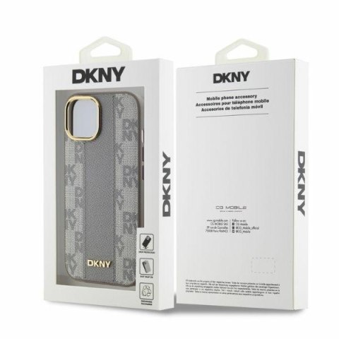 DKNY DKHMP14SPCPVSLE iPhone 146.1" beżowy/beige hardcase Leather Checkered Mono Pattern MagSafe