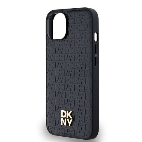DKNY DKHMP14SPSHRPSK iPhone 14 / 15 / 13czarny/black hardcase Leather Monogram Pattern Metal Logo MagSafe