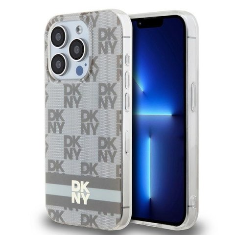 DKNY DKHMP15XHCPTSE iPhone 15 Pro Max6.7" beżowy/beige hardcase IML Checkered Mono Pattern & Printed Stripes MagSafe
