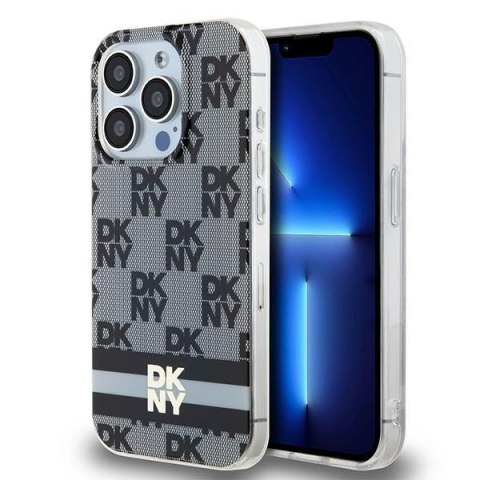 DKNY DKHMP15XHCPTSK iPhone 15 Pro Max6.7" czarny/black hardcase IML Checkered Mono Pattern & Printed Stripes MagSafe