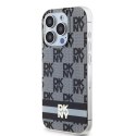DKNY DKHMP15XHCPTSK iPhone 15 Pro Max6.7" czarny/black hardcase IML Checkered Mono Pattern & Printed Stripes MagSafe