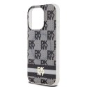 DKNY DKHMP15XHCPTSK iPhone 15 Pro Max6.7" czarny/black hardcase IML Checkered Mono Pattern & Printed Stripes MagSafe