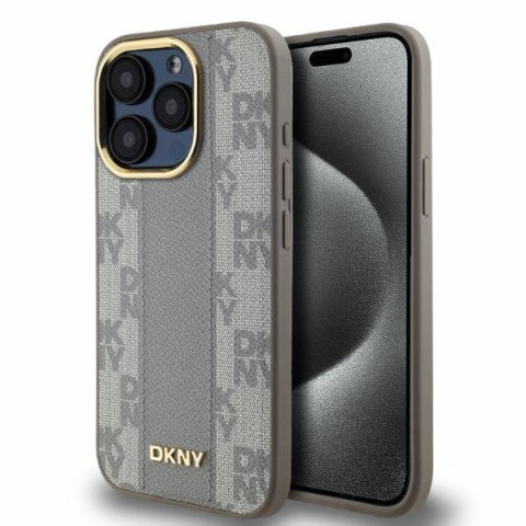 DKNY DKHMP15XPCPVSLE iPhone 15 Pro Max6.7" beżowy/beige hardcase Leather Checkered Mono Pattern MagSafe