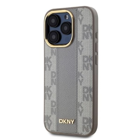 DKNY DKHMP15XPCPVSLE iPhone 15 Pro Max6.7" beżowy/beige hardcase Leather Checkered Mono Pattern MagSafe