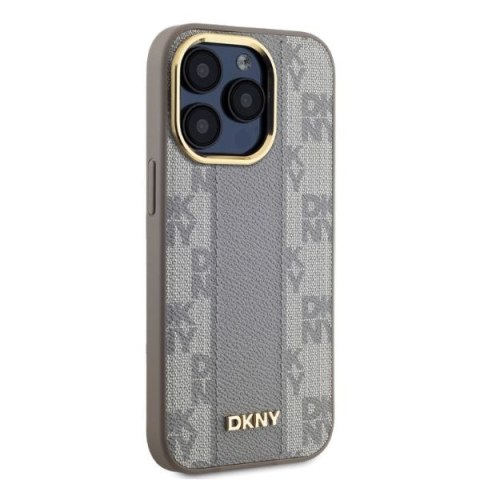 DKNY DKHMP15XPCPVSLE iPhone 15 Pro Max6.7" beżowy/beige hardcase Leather Checkered Mono Pattern MagSafe