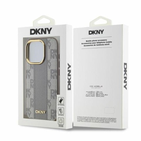 DKNY DKHMP15XPCPVSLE iPhone 15 Pro Max6.7" beżowy/beige hardcase Leather Checkered Mono Pattern MagSafe