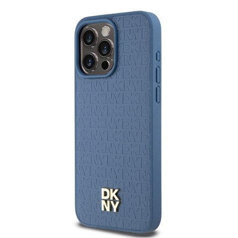 DKNY DKHMP15XPSHRPSB iPhone 15 Pro Max6.7" niebieski/blue hardcase Leather Monogram Pattern Metal Logo MagSafe