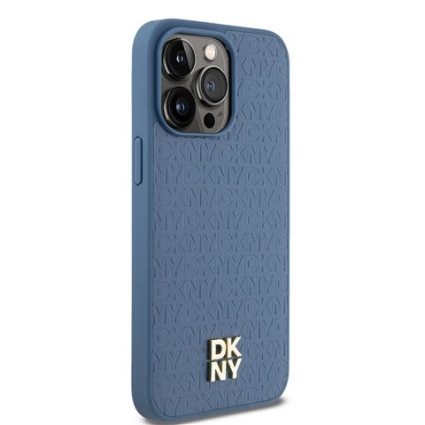DKNY DKHMP15XPSHRPSB iPhone 15 Pro Max6.7" niebieski/blue hardcase Leather Monogram Pattern Metal Logo MagSafe