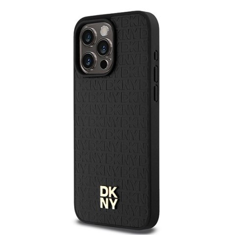 DKNY DKHMP15XPSHRPSK iPhone 15 Pro Max6.7" czarny/black hardcase Leather Monogram Pattern Metal Logo MagSafe