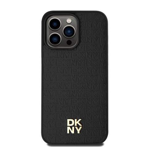 DKNY DKHMP15XPSHRPSK iPhone 15 Pro Max6.7" czarny/black hardcase Leather Monogram Pattern Metal Logo MagSafe