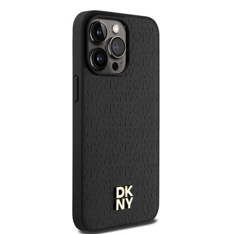 DKNY DKHMP15XPSHRPSK iPhone 15 Pro Max6.7" czarny/black hardcase Leather Monogram Pattern Metal Logo MagSafe