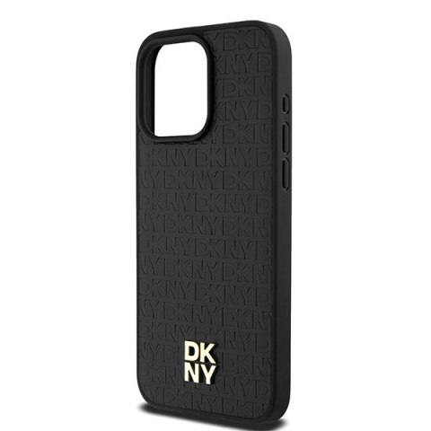DKNY DKHMP15XPSHRPSK iPhone 15 Pro Max6.7" czarny/black hardcase Leather Monogram Pattern Metal Logo MagSafe
