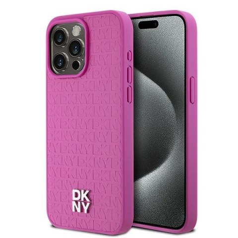 DKNY DKHMP15XPSHRPSP iPhone 15 Pro Max6.7" różowy/pink hardcase Leather Monogram Pattern Metal Logo MagSafe